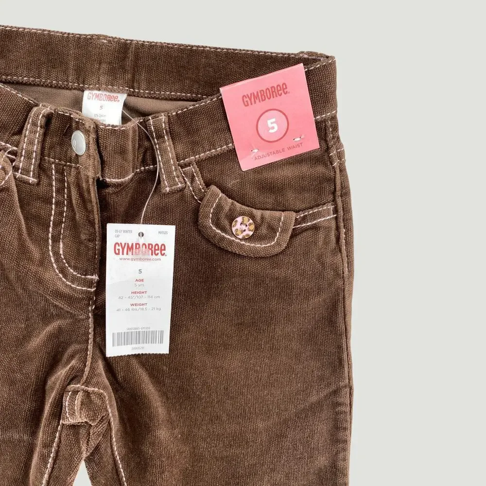 Gymboree Brown Corduroy Pants Girls Size 5 Adjustable Waist NWT